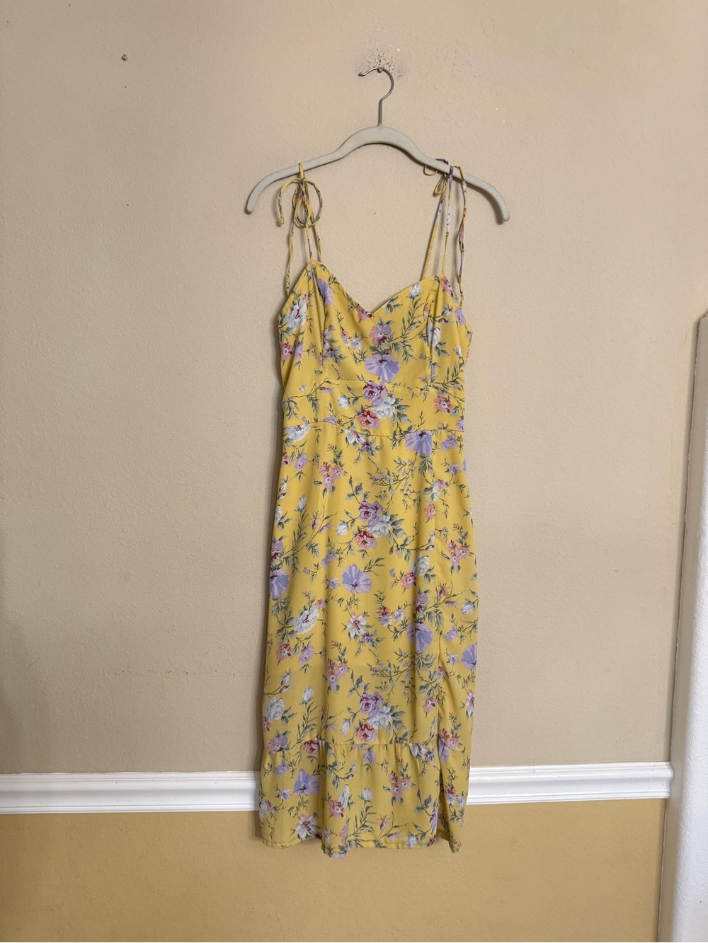 Abercrombie & Fitch Y2K Sun Dress Yellow Floral Prairie Cottage Size S Chiffon - Picture 15 of 15